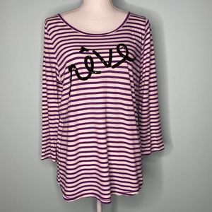 J Crew purple/white striped top